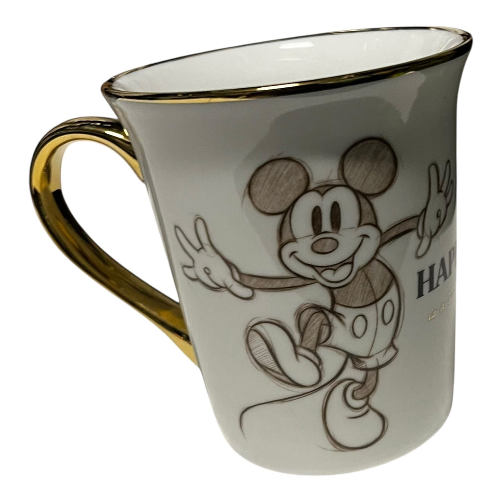 Disney Mickey Mouse "Happiness is a State of Mind" Gold trimmed Mug
