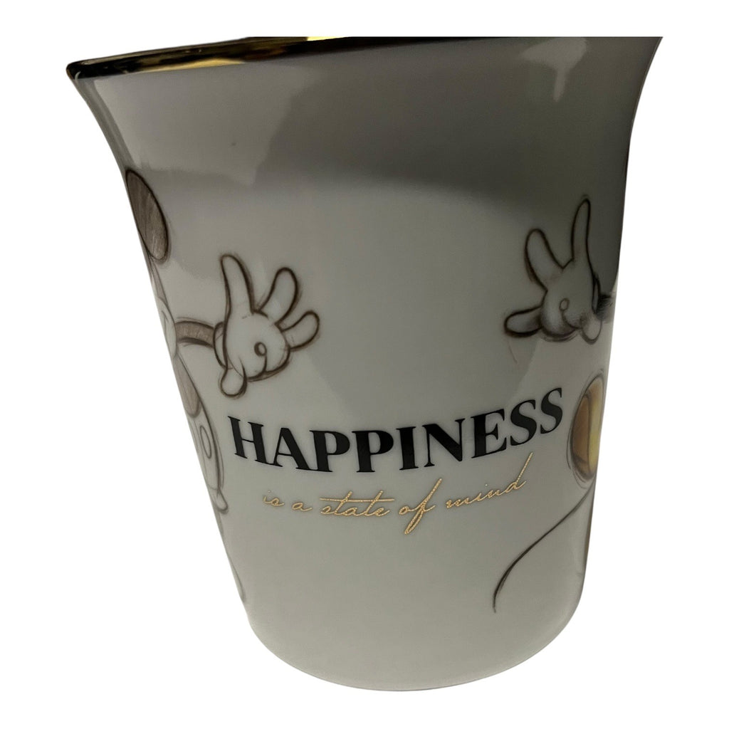 Disney Mickey Mouse "Happiness is a State of Mind" Gold trimmed Mug