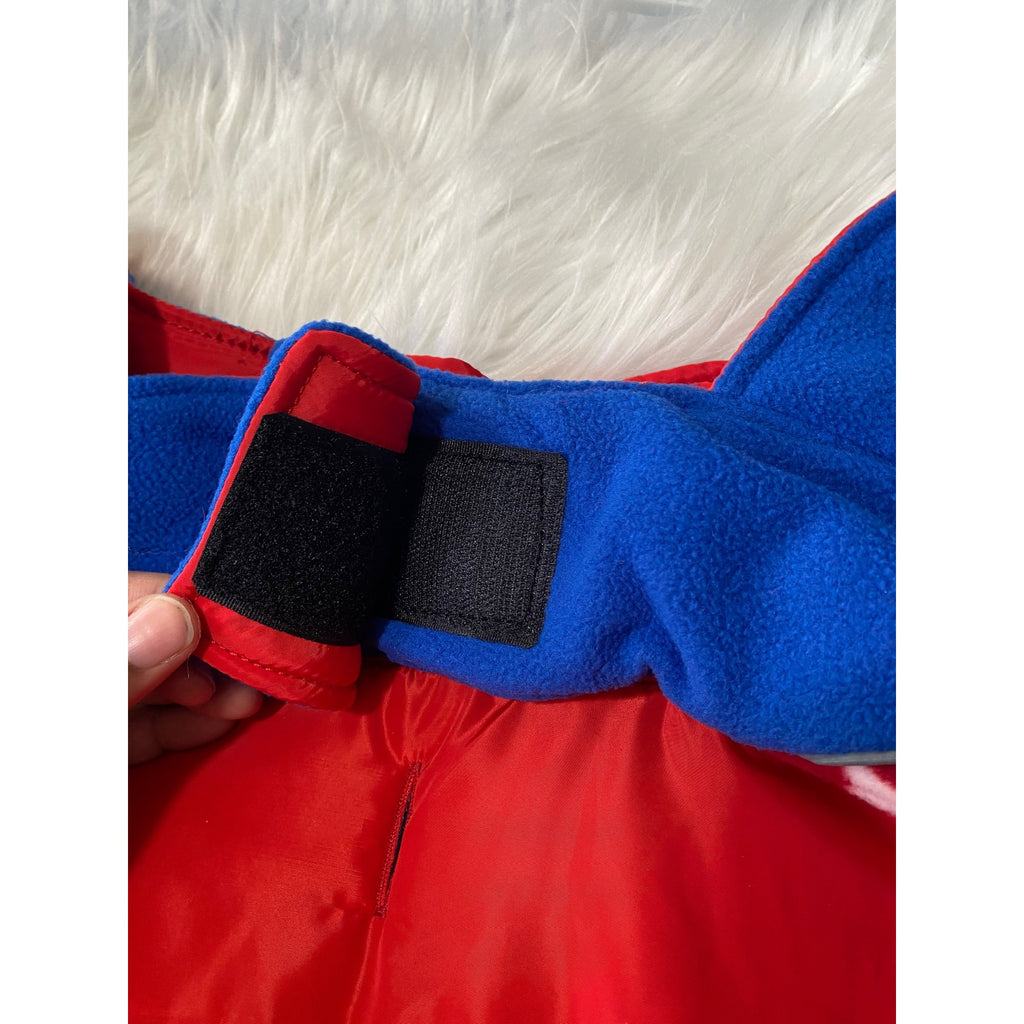 Reversible Dog Cold Weather Jacket 3XL Red & Blue Star Pattern Waterproof & Windproof Adjustable Reflective Vest