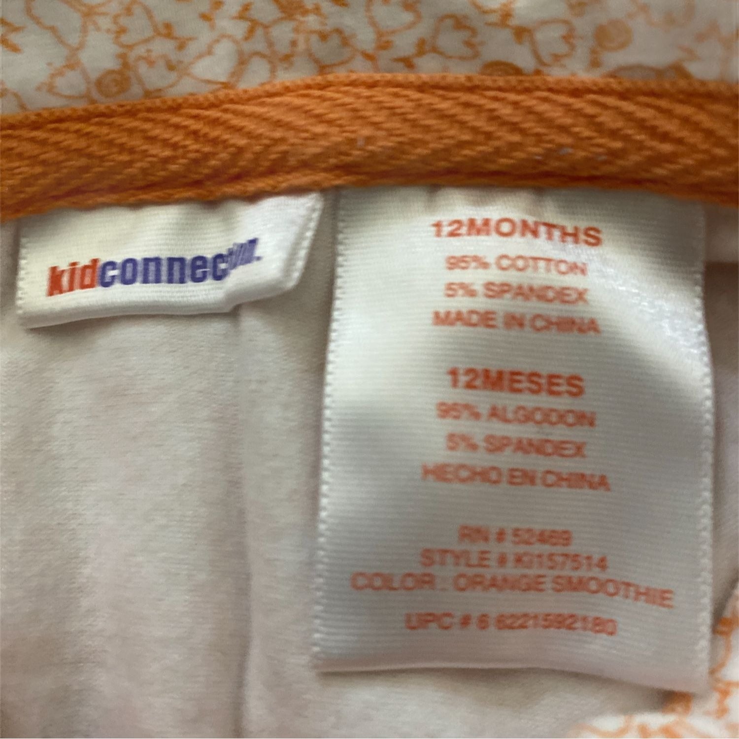 Kid Connection Baby Girl Bodysuit Size 12M Snap Close Floral Orange Smoothie