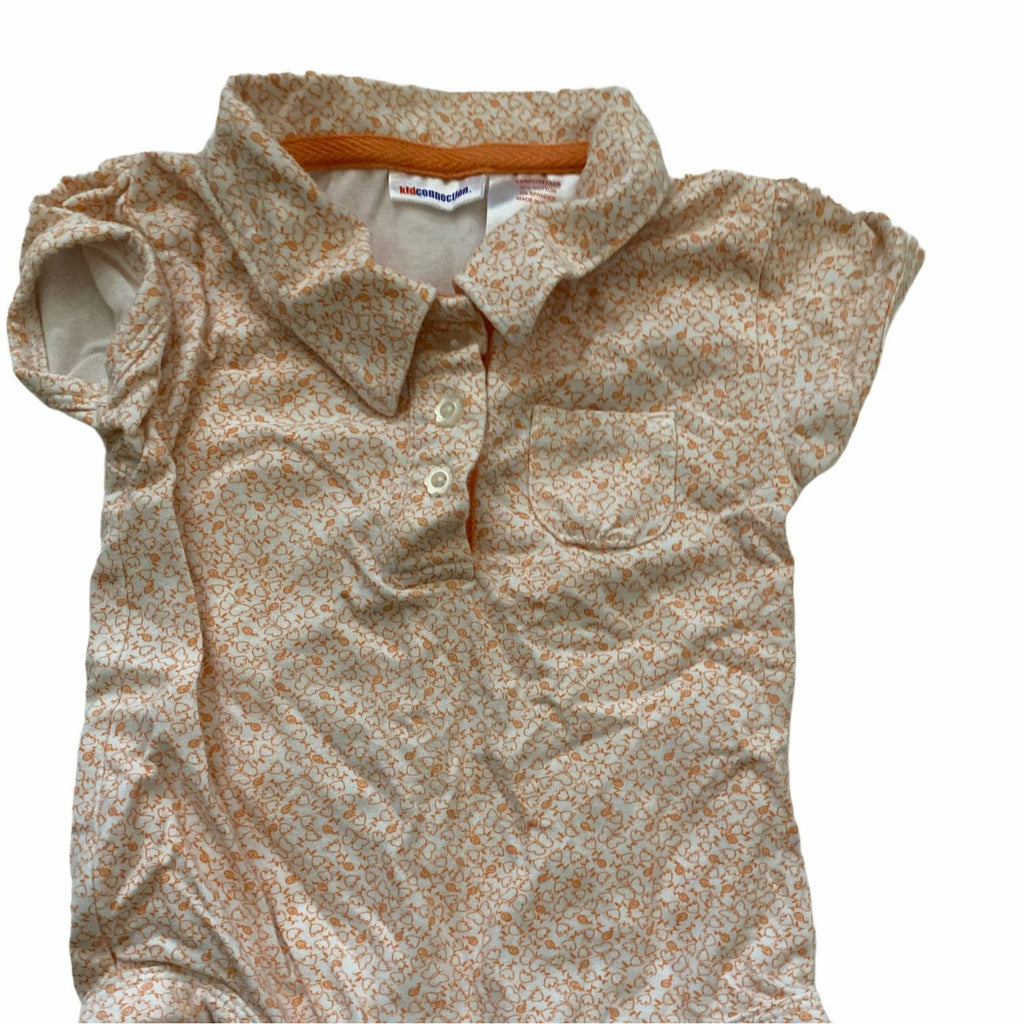 Kid Connection Baby Girl Bodysuit Size 12M Snap Close Floral Orange Smoothie