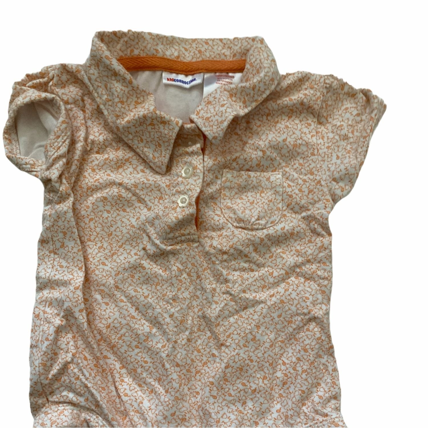 Kid Connection Baby Girl Bodysuit Size 12M Snap Close Floral Orange Smoothie