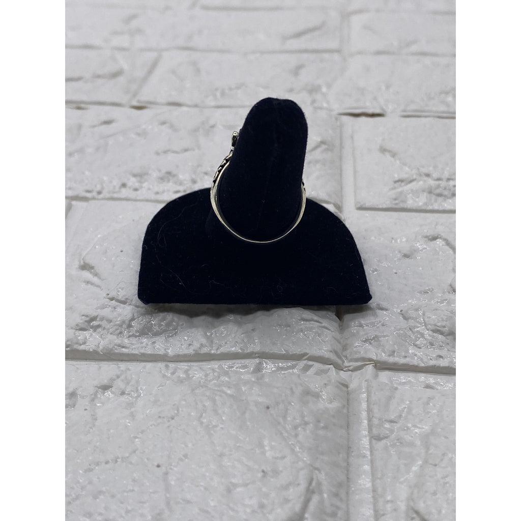 Womens Fashion Ring Purple Gemstone Silver Plated Metal Intricate Design Size 9