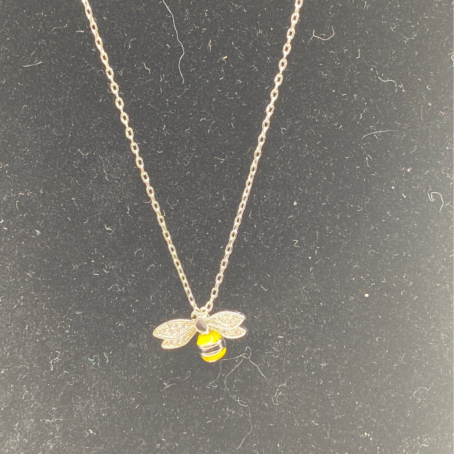 3D Bee Pendant Necklace Silver Tone Adjustable Chain Cupronickel Modern Design