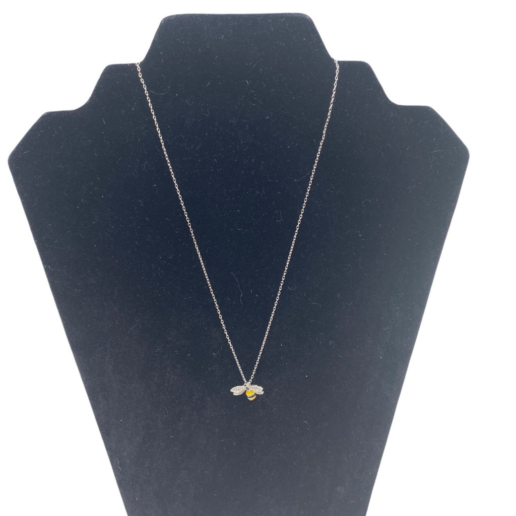 3D Bee Pendant Necklace Silver Tone Adjustable Chain Cupronickel Modern Design