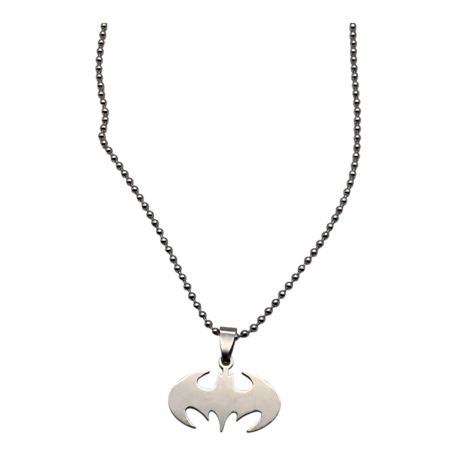 Batman Necklace Stainless Steel Comic Super Hero Pendant W/ Ball Chain For Men