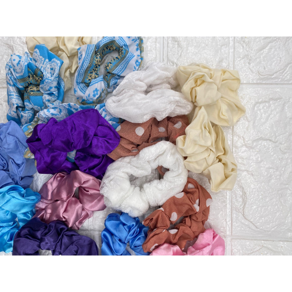 19pcs Assorted Hair Scrunchies Set Silk & Velvet Elastic Ponytail Holders Women