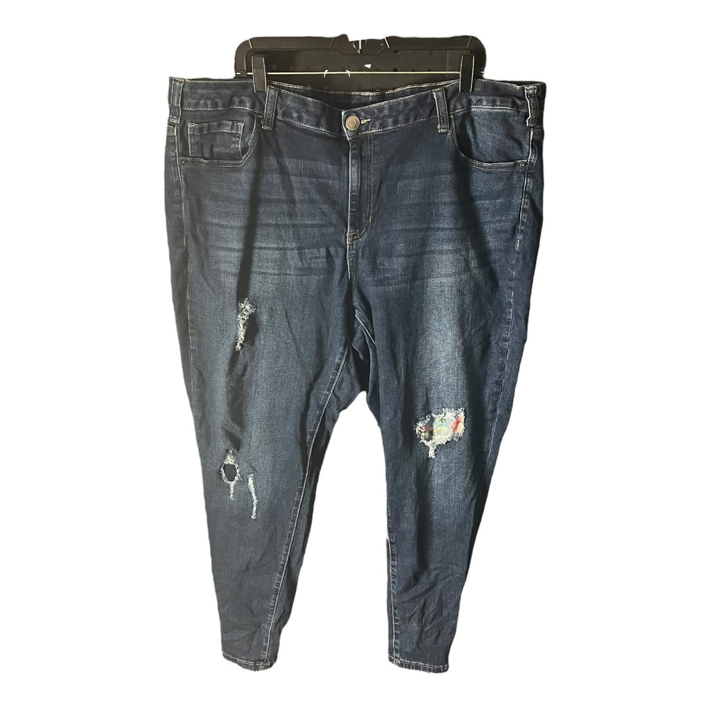 Venezia By Lane Bryant Denim Distressed Patchwork Jeans Womens Size 24 Blue