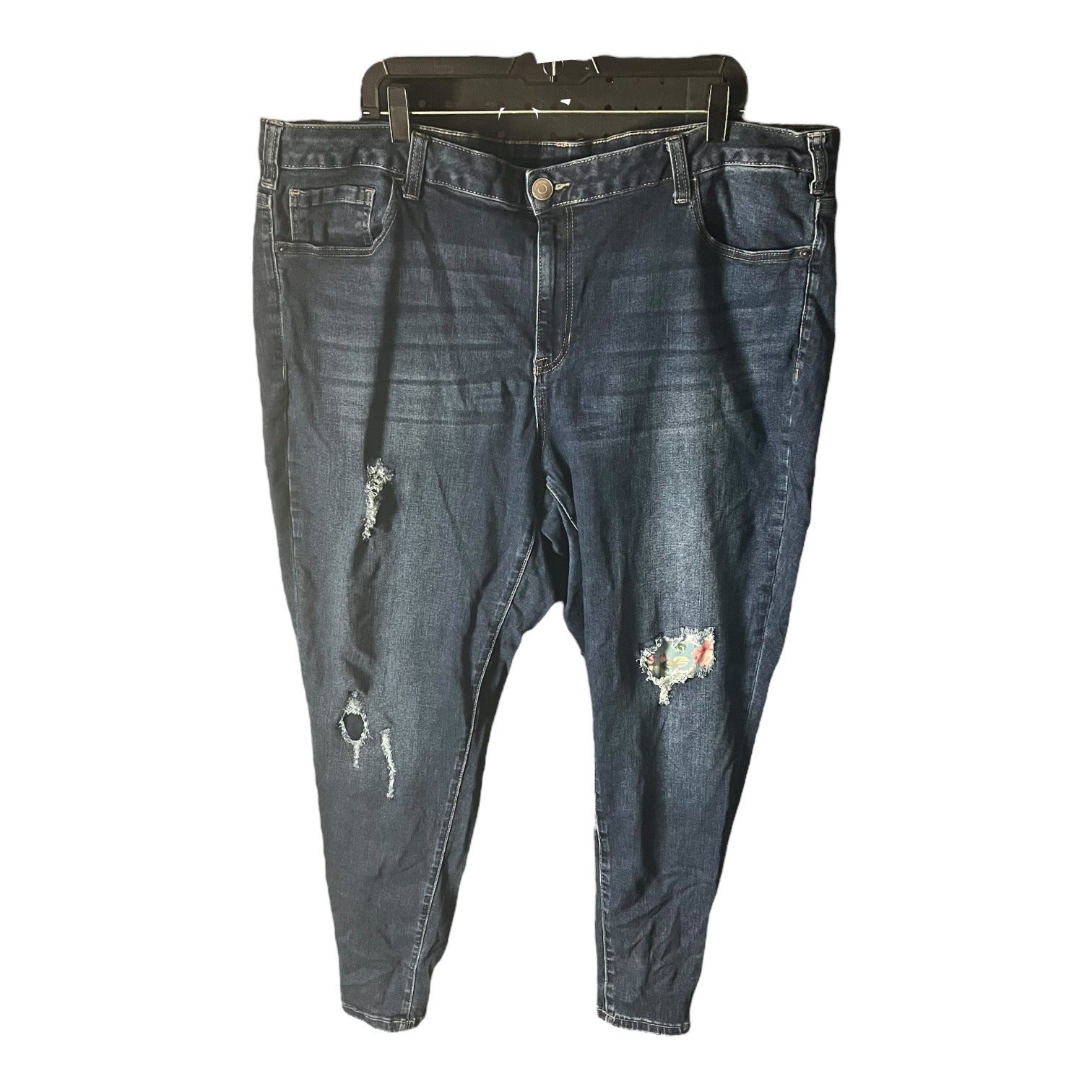 Venezia By Lane Bryant Denim Distressed Patchwork Jeans Womens Size 24 Blue