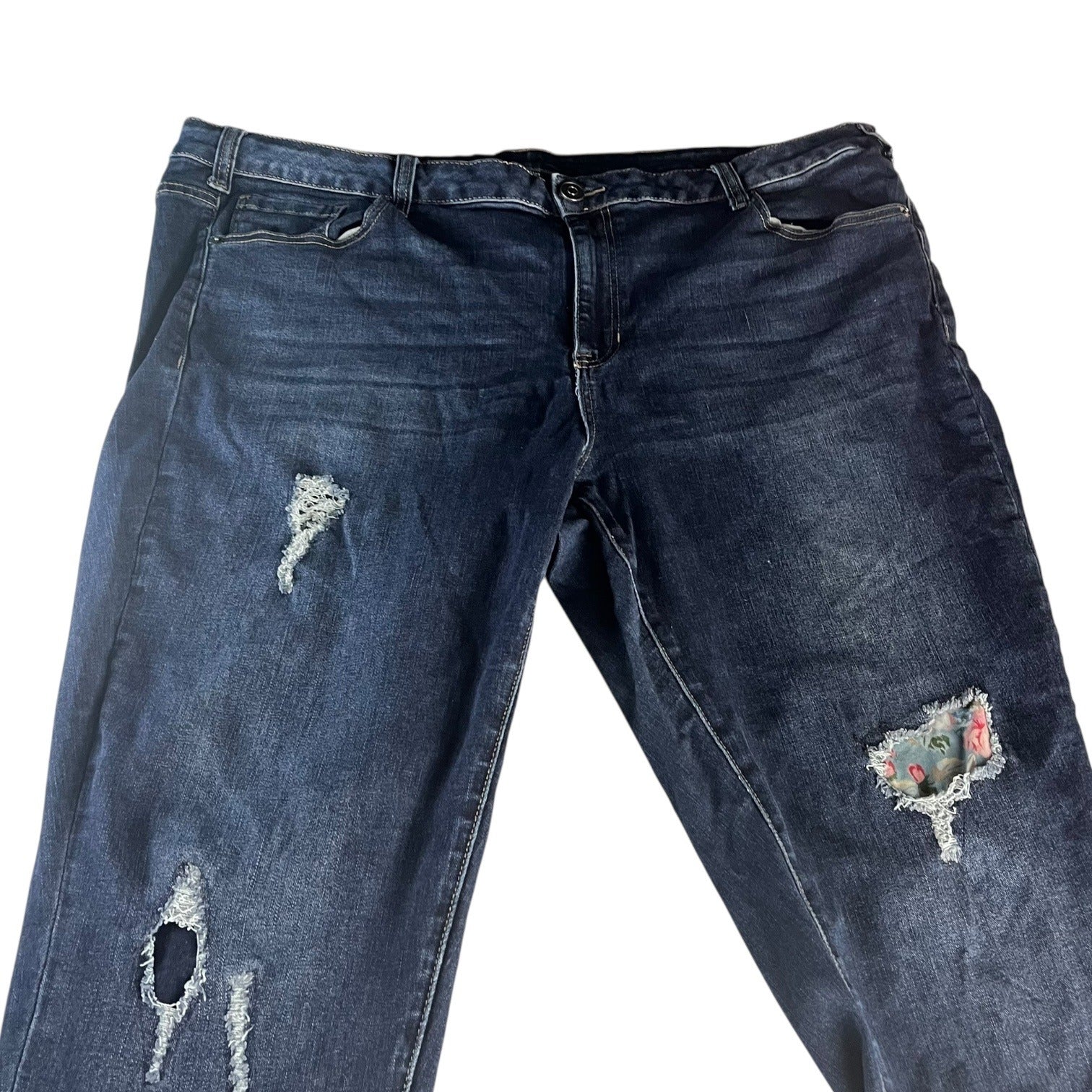 Venezia By Lane Bryant Denim Distressed Patchwork Jeans Womens Size 24 Blue