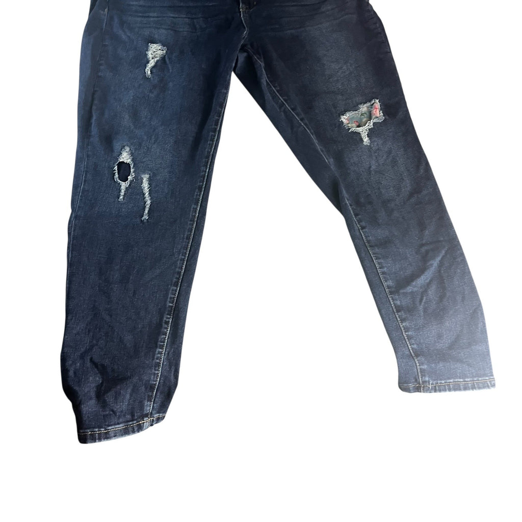 Venezia By Lane Bryant Denim Distressed Patchwork Jeans Womens Size 24 Blue