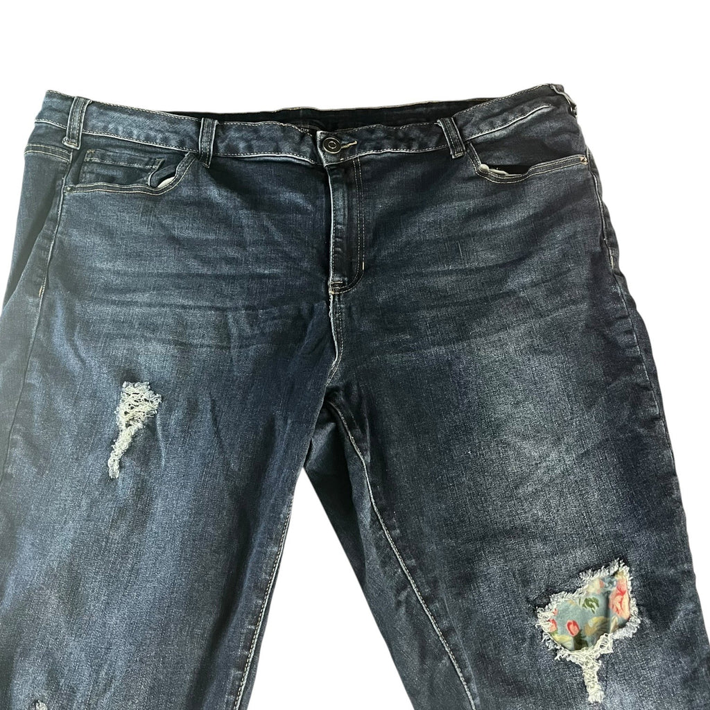 Venezia By Lane Bryant Denim Distressed Patchwork Jeans Womens Size 24 Blue