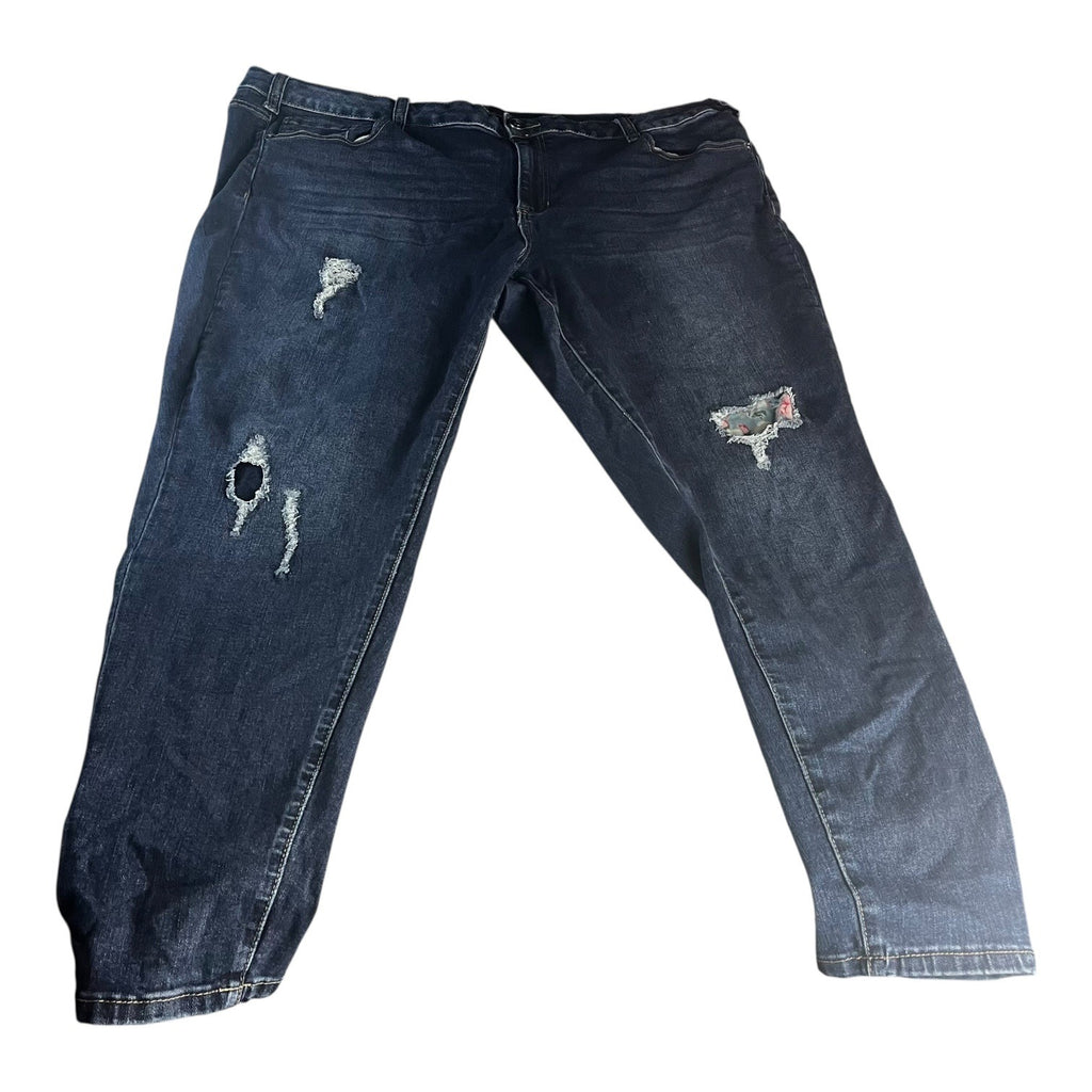 Venezia By Lane Bryant Denim Distressed Patchwork Jeans Womens Size 24 Blue