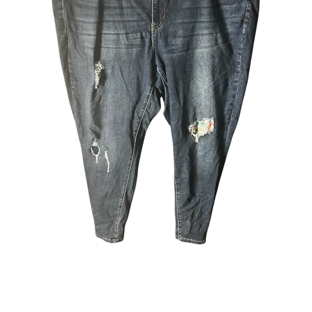 Venezia By Lane Bryant Denim Distressed Patchwork Jeans Womens Size 24 Blue