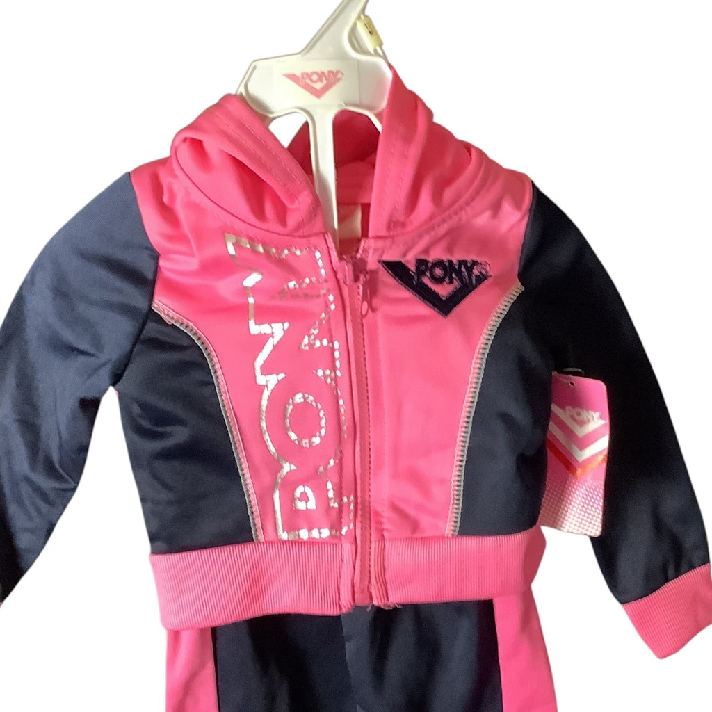 Pony Baby Girl 12M Sweatsuit Pink & Blue Hoodie Pants Set Polyester Graphic