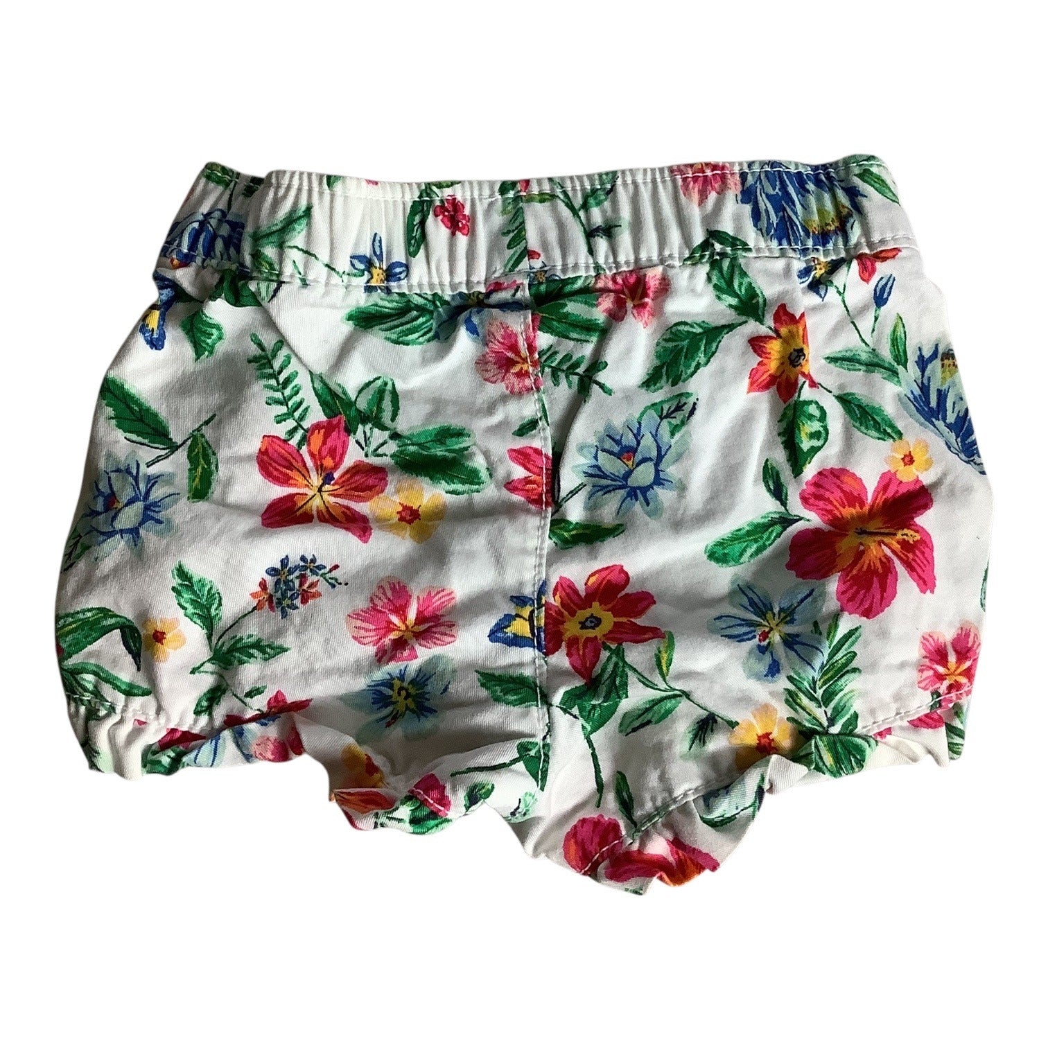 Old Navy Baby Girls Ruffled Shorts Size 0-3M Cotton Khaki & Floral Lot of 2