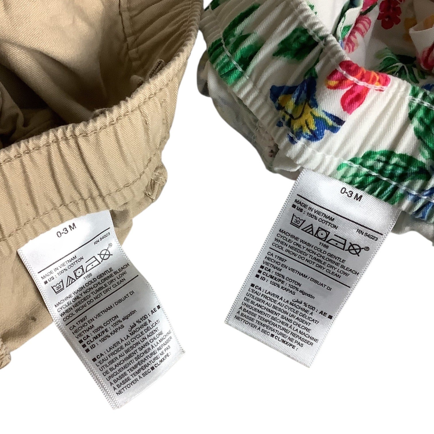 Old Navy Baby Girls Ruffled Shorts Size 0-3M Cotton Khaki & Floral Lot of 2