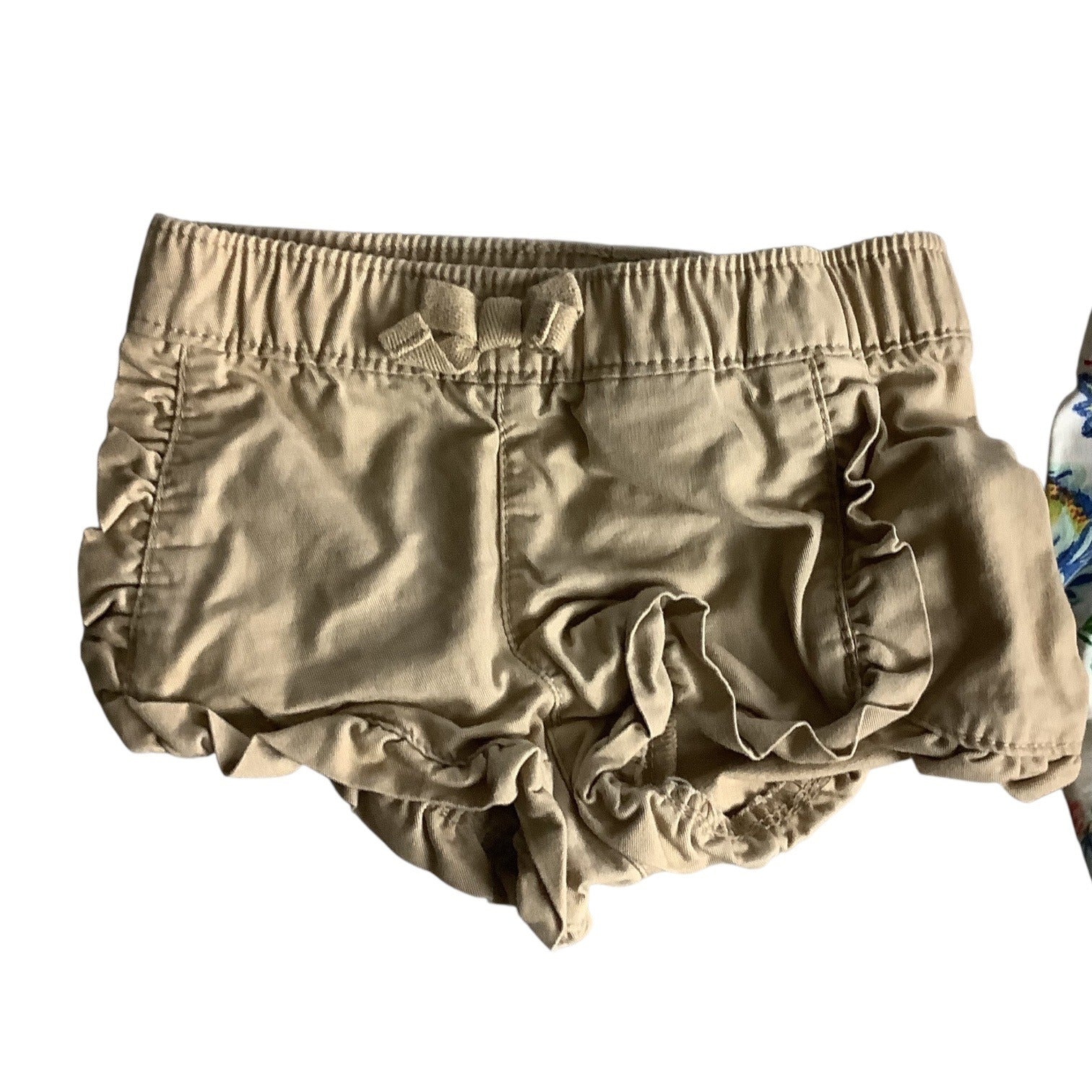 Old Navy Baby Girls Ruffled Shorts Size 0-3M Cotton Khaki & Floral Lot of 2