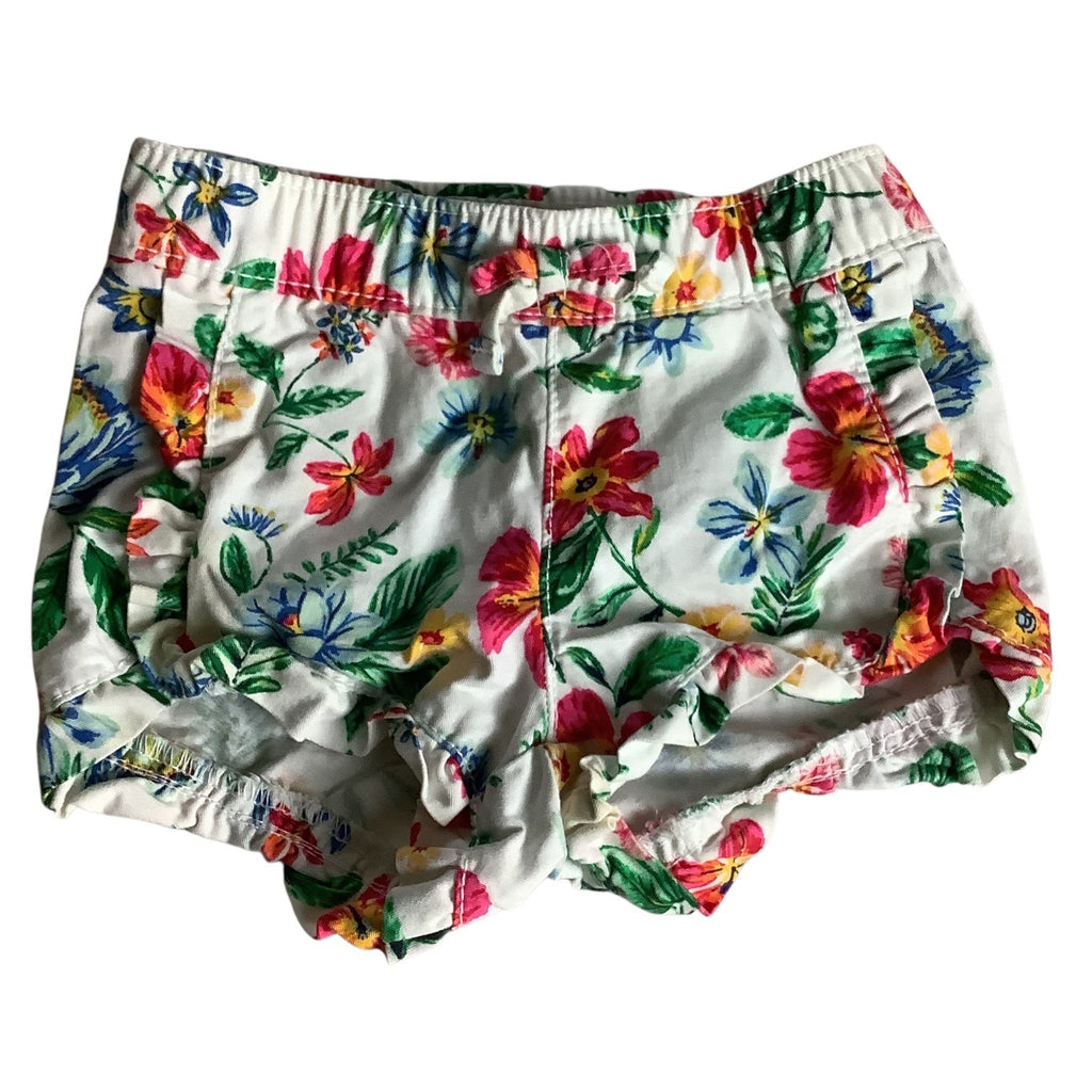 Old Navy Baby Girls Ruffled Shorts Size 0-3M Cotton Khaki & Floral Lot of 2