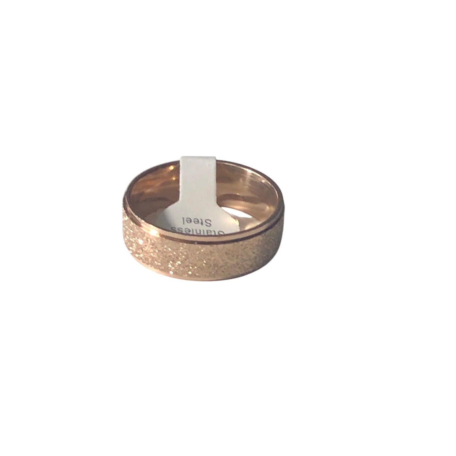 Matte Rose Gold Stainless Steel Ring Unisex With Subtle Glitter Finish Comfortable Fit Durable & Modern Design Includes Gift Box