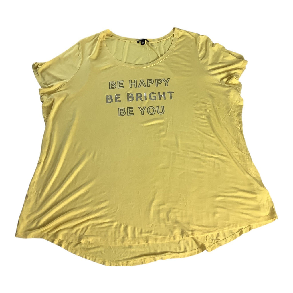 Lane Bryant Womens Plus Size 26/28 Yellow Graphic Tee "Be Happy Be Bright Be You"