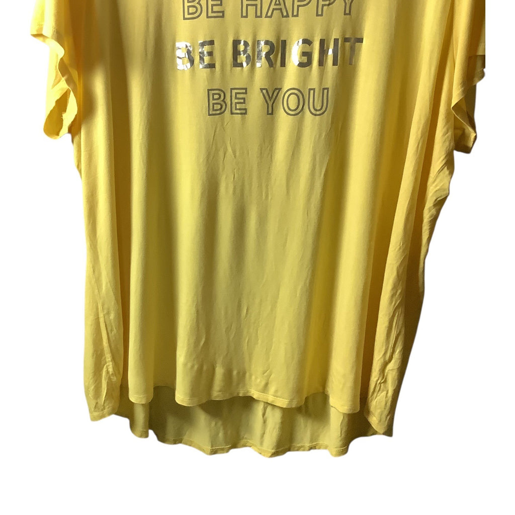 Lane Bryant Womens Plus Size 26/28 Yellow Graphic Tee "Be Happy Be Bright Be You"