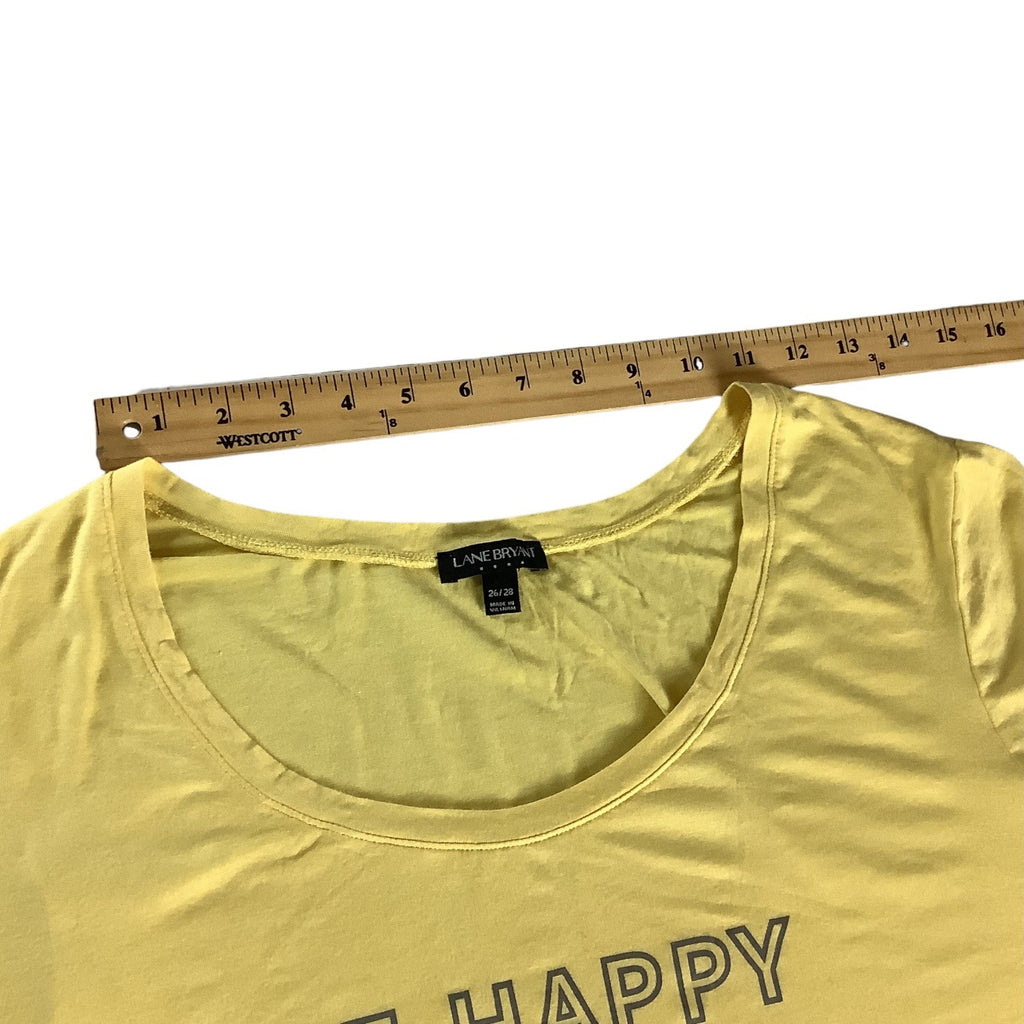 Lane Bryant Womens Plus Size 26/28 Yellow Graphic Tee "Be Happy Be Bright Be You"
