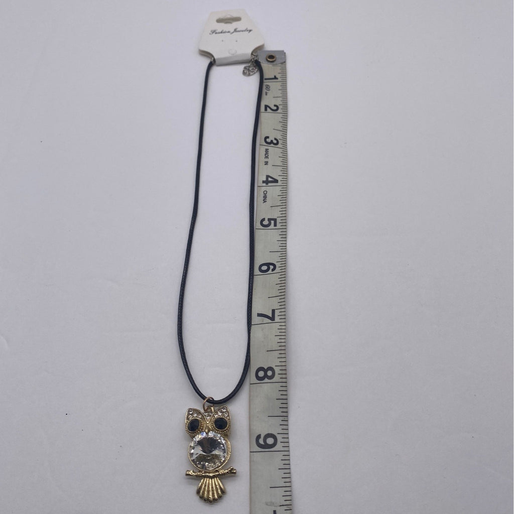 Crystal Owl Pendant Necklace Gold Tone Crystal Accents For Women