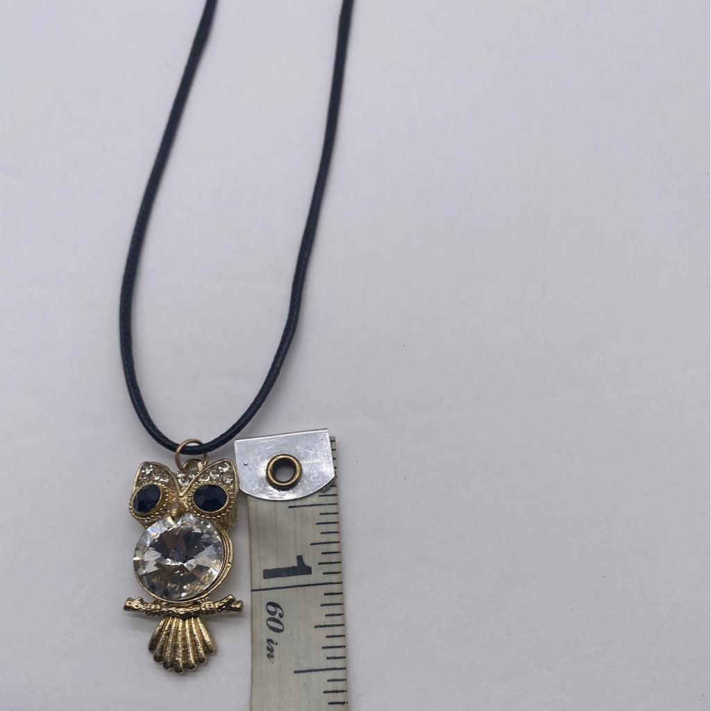 Crystal Owl Pendant Necklace Gold Tone Crystal Accents For Women