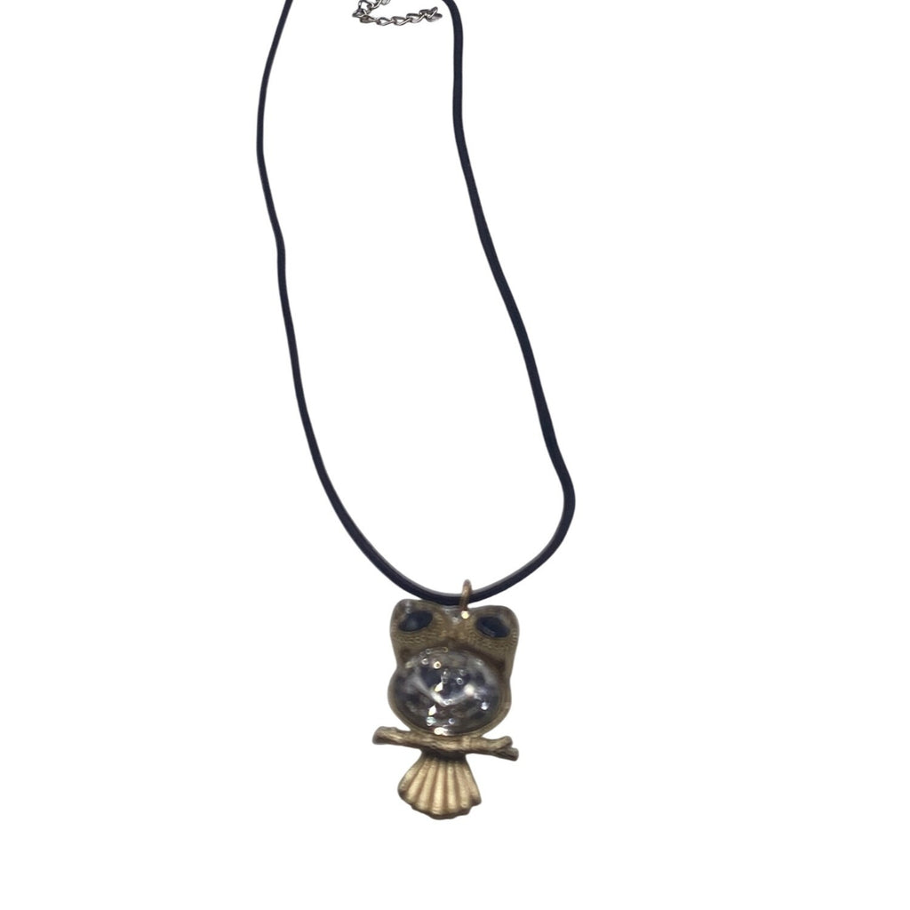 Crystal Owl Pendant Necklace Gold Tone Crystal Accents For Women