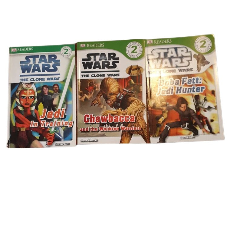 Star Wars The Clone Wars Readers Level 2 Set Of 3 Books Jedi Chewbacca Boba Fett