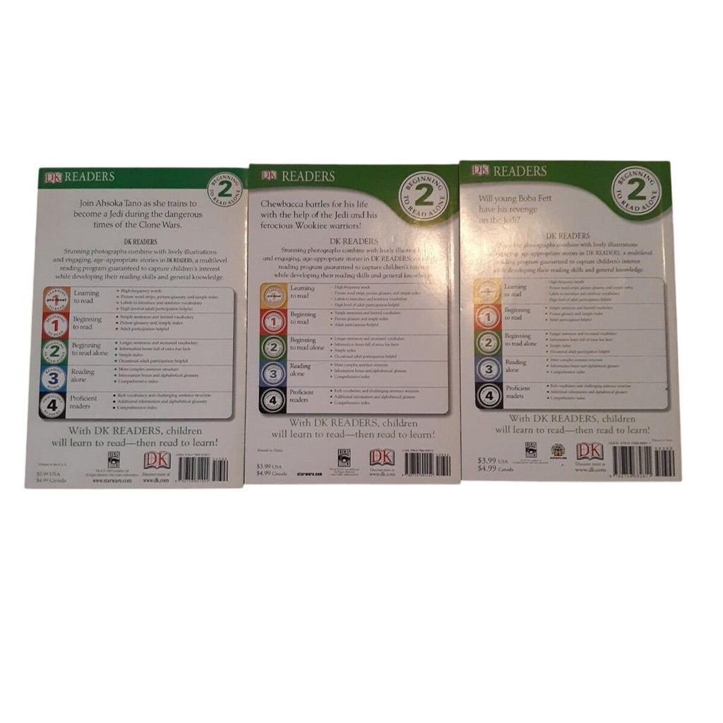 Star Wars The Clone Wars Readers Level 2 Set Of 3 Books Jedi Chewbacca Boba Fett