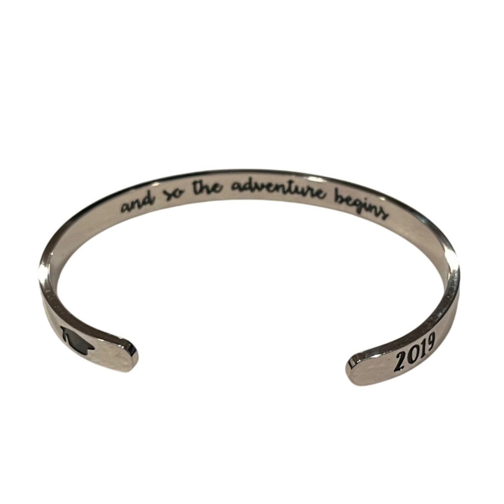 Graduation Bracelet Class Of 2019 Bangle "And So The Adventure Begins" Adjustable Cuff