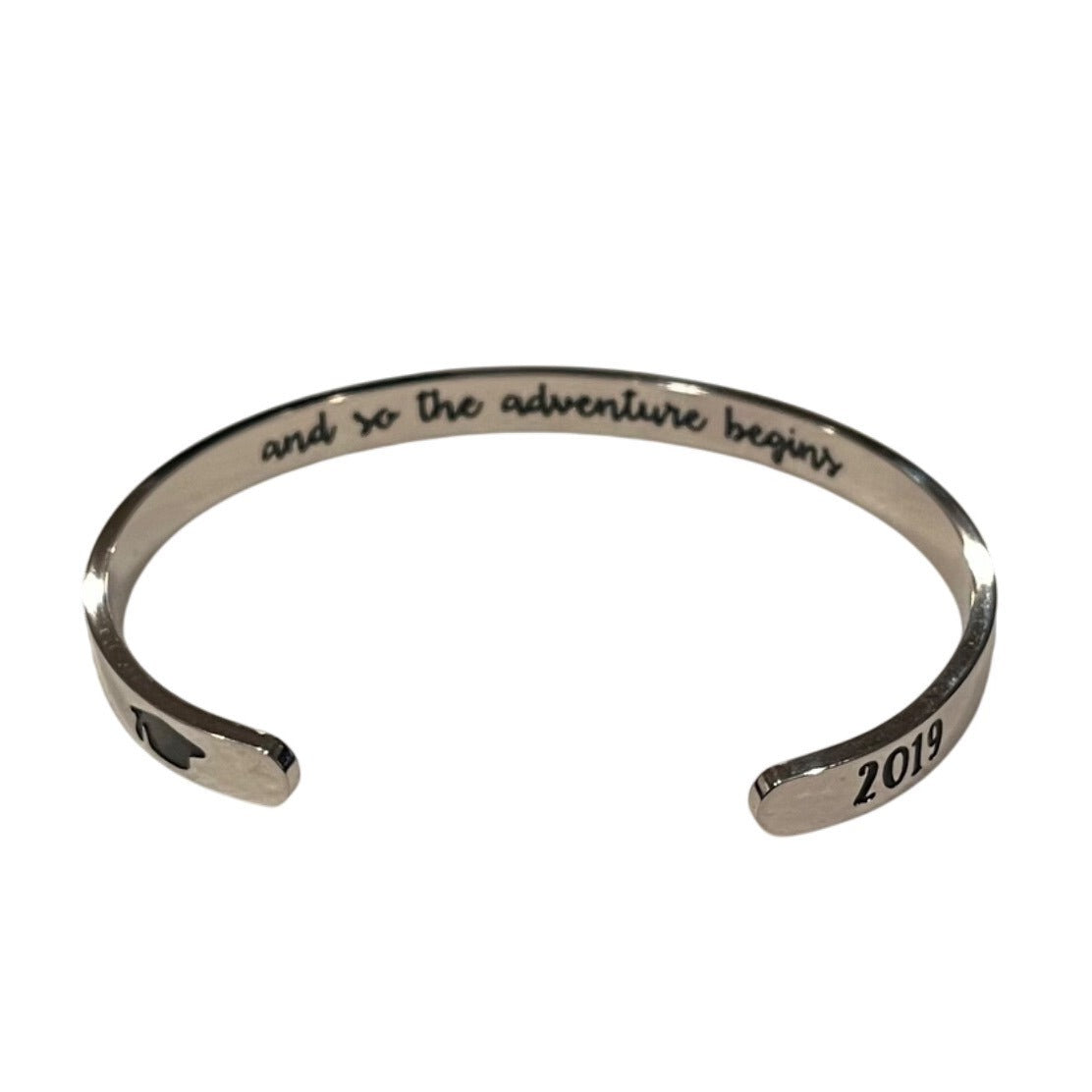 Graduation Bracelet Class Of 2019 Bangle "And So The Adventure Begins" Adjustable Cuff