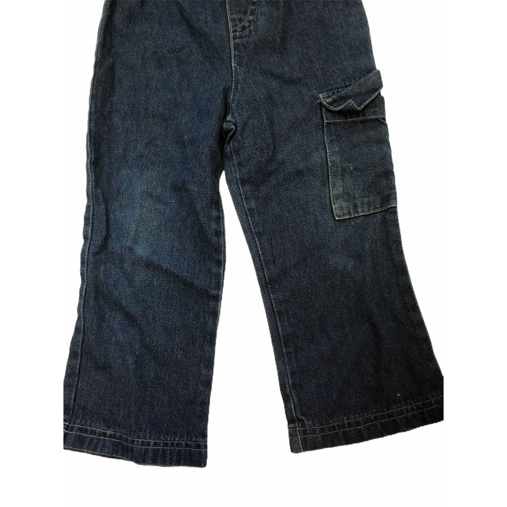 Toddler Girls Denim Blue Jeans Size 2T Side Cargo Pocket Elastic Waist Durable