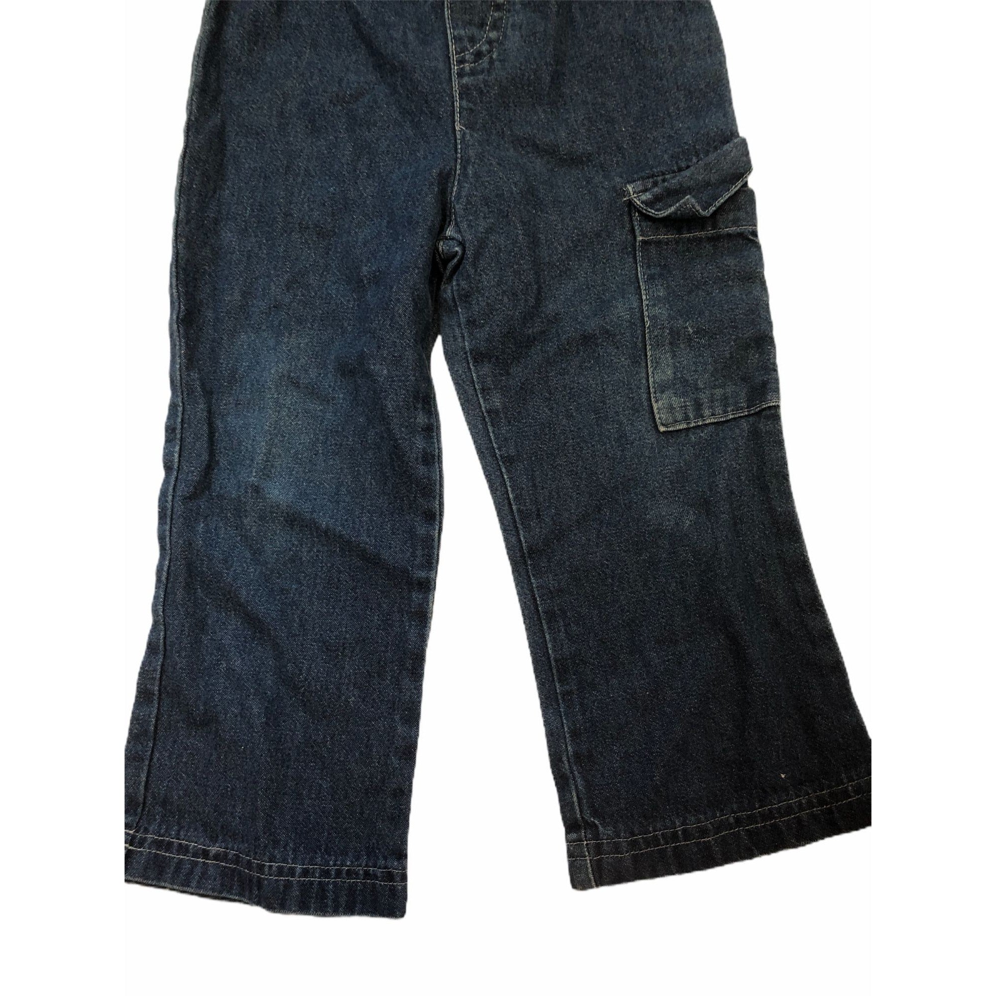 Toddler Girls Denim Blue Jeans Size 2T Side Cargo Pocket Elastic Waist Durable