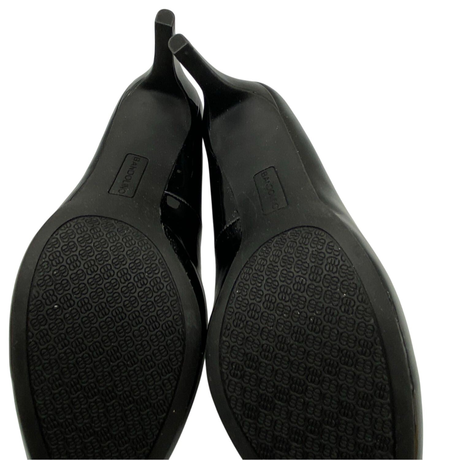 Bandolino Braina Black Patent Peep Toe Heels 9M 3” Stiletto Pumps Man-Made Upper
