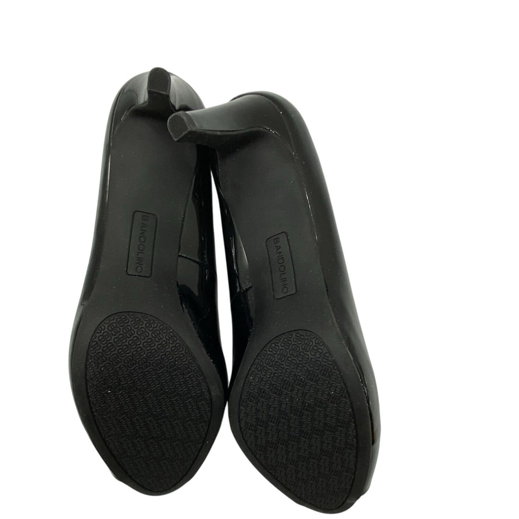 Bandolino Braina Black Patent Peep Toe Heels 9M 3” Stiletto Pumps Man-Made Upper