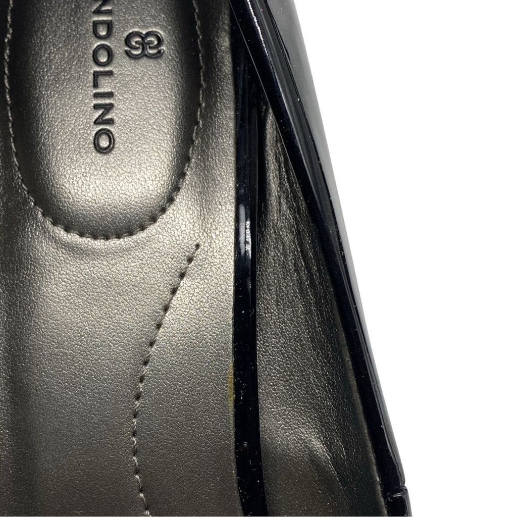 Bandolino Braina Black Patent Peep Toe Heels 9M 3” Stiletto Pumps Man-Made Upper
