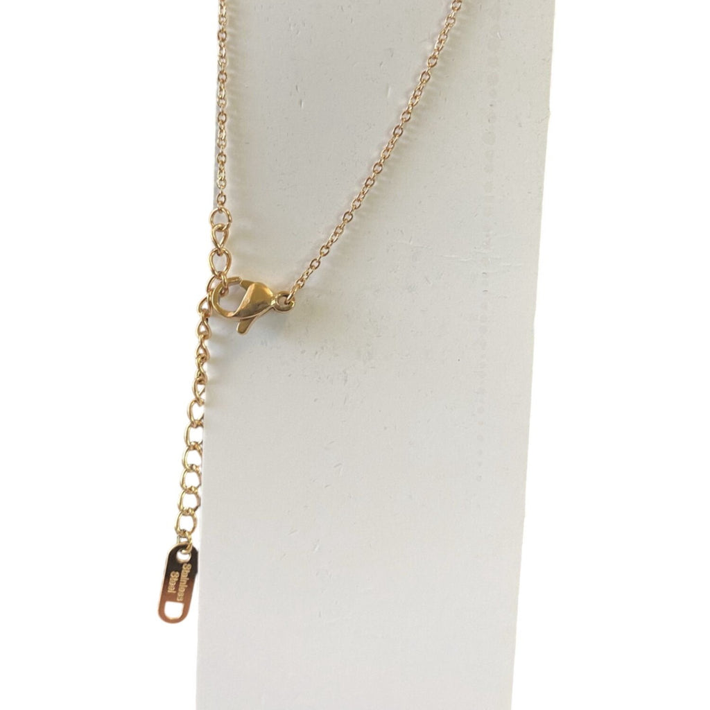 Inlaid Crystals Love Lock Heart Pendant Necklace Gold Stainless Steel Chain Red