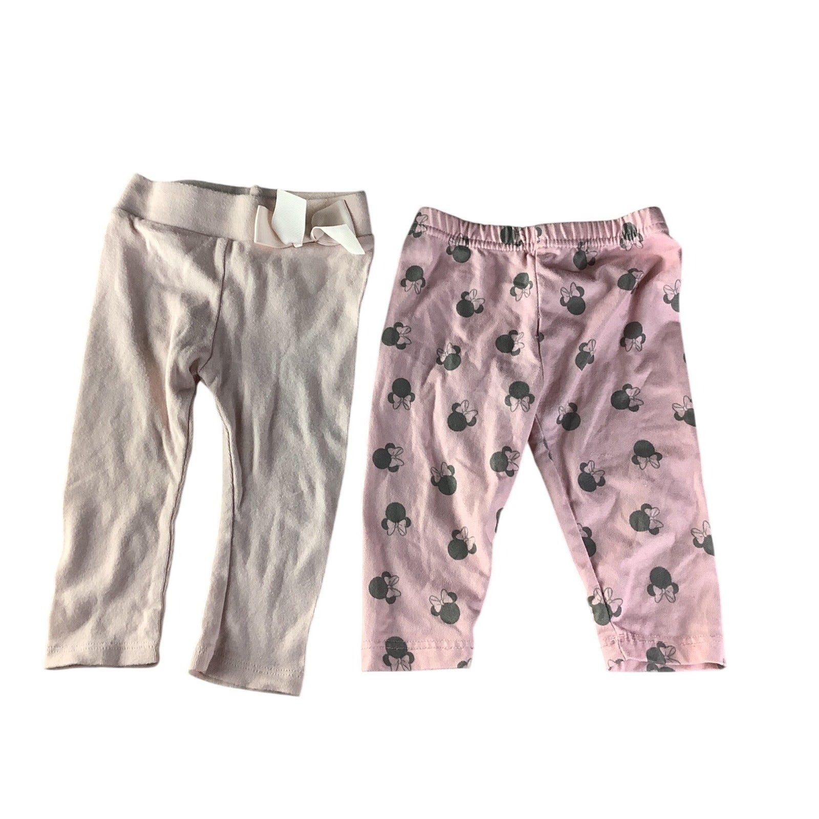 Baby Girl 2 Pc  Leggings 3-6M Pink & Minnie Mouse Print Cotton Blend