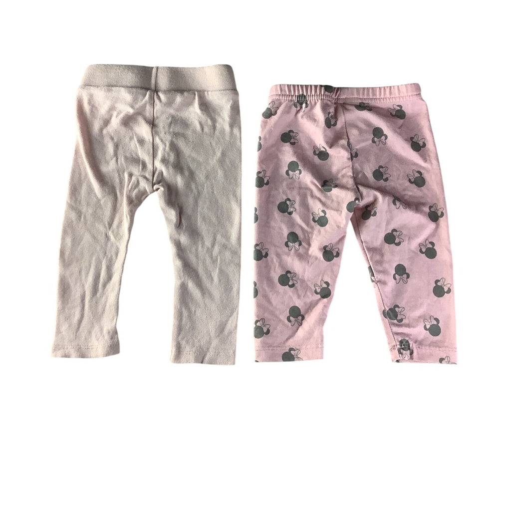 Baby Girl 2 Pc  Leggings 3-6M Pink & Minnie Mouse Print Cotton Blend