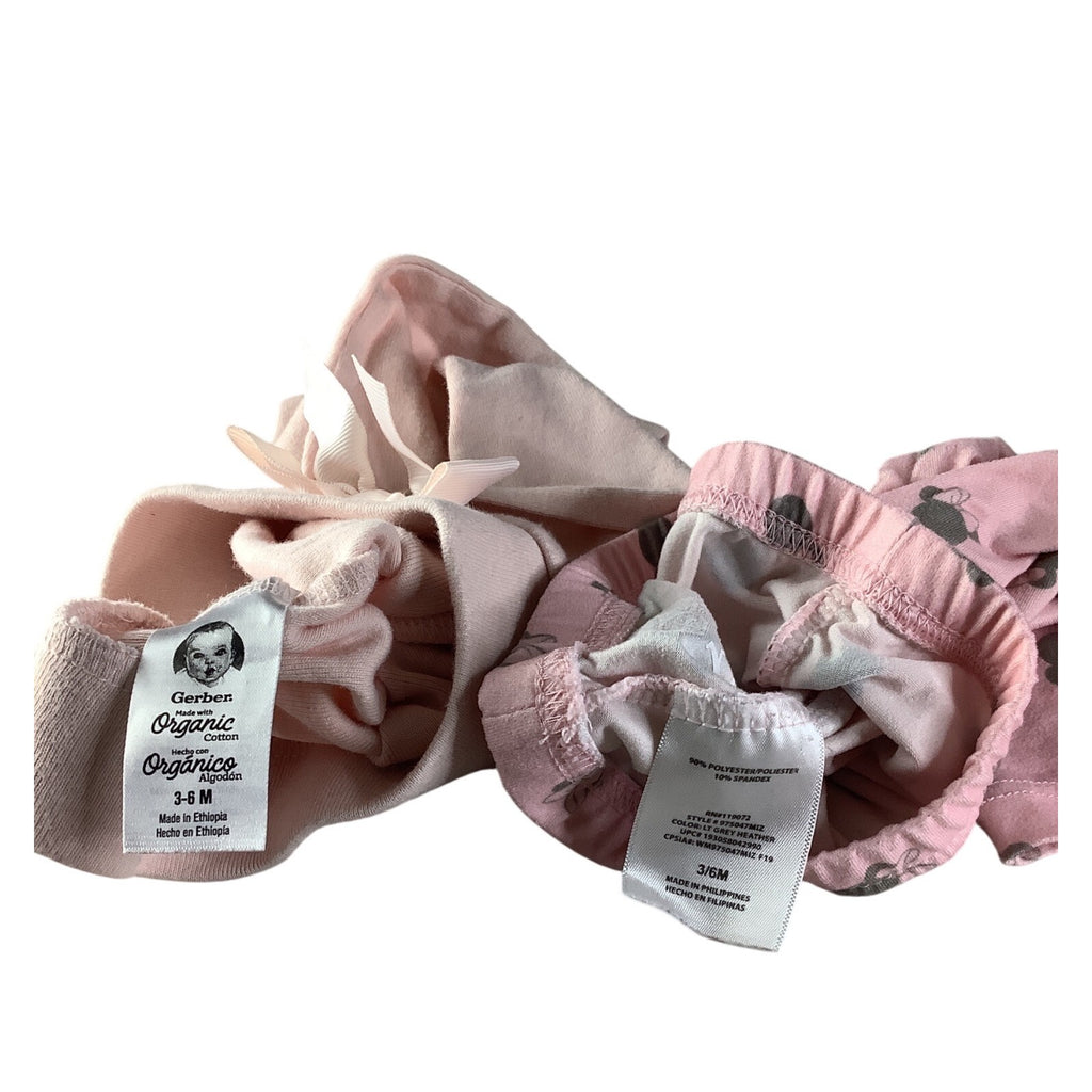 Baby Girl 2 Pc  Leggings 3-6M Pink & Minnie Mouse Print Cotton Blend