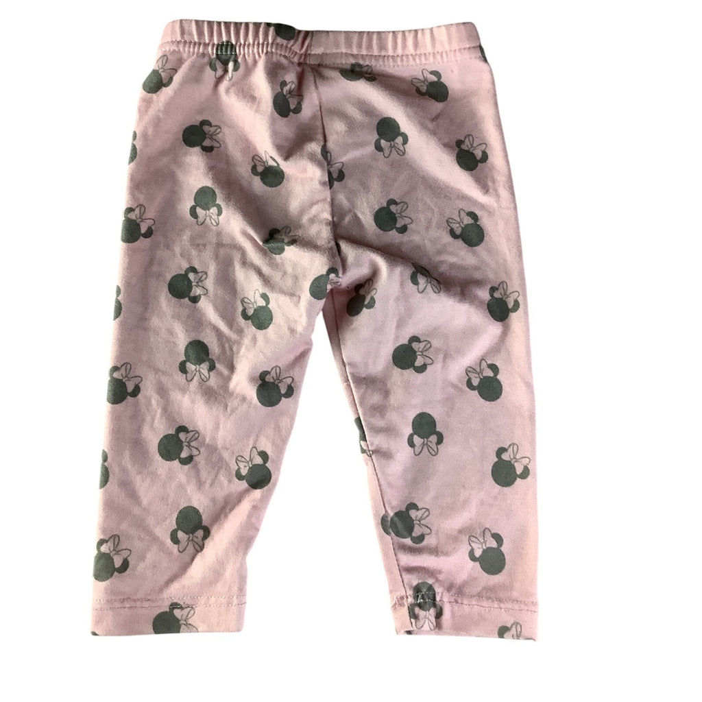 Baby Girl 2 Pc  Leggings 3-6M Pink & Minnie Mouse Print Cotton Blend