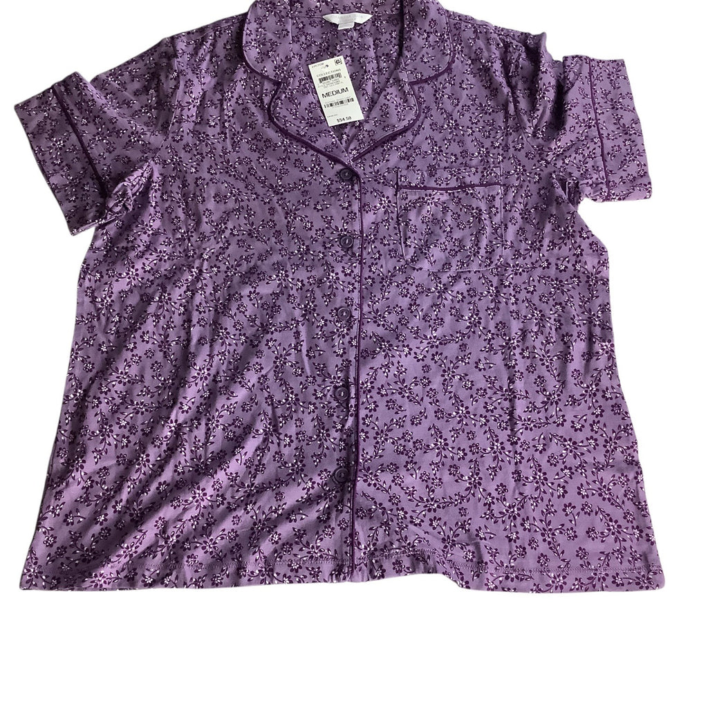 Charter Club Women's Notch Collar & Cropped Pajama Pants Set Floral Size M