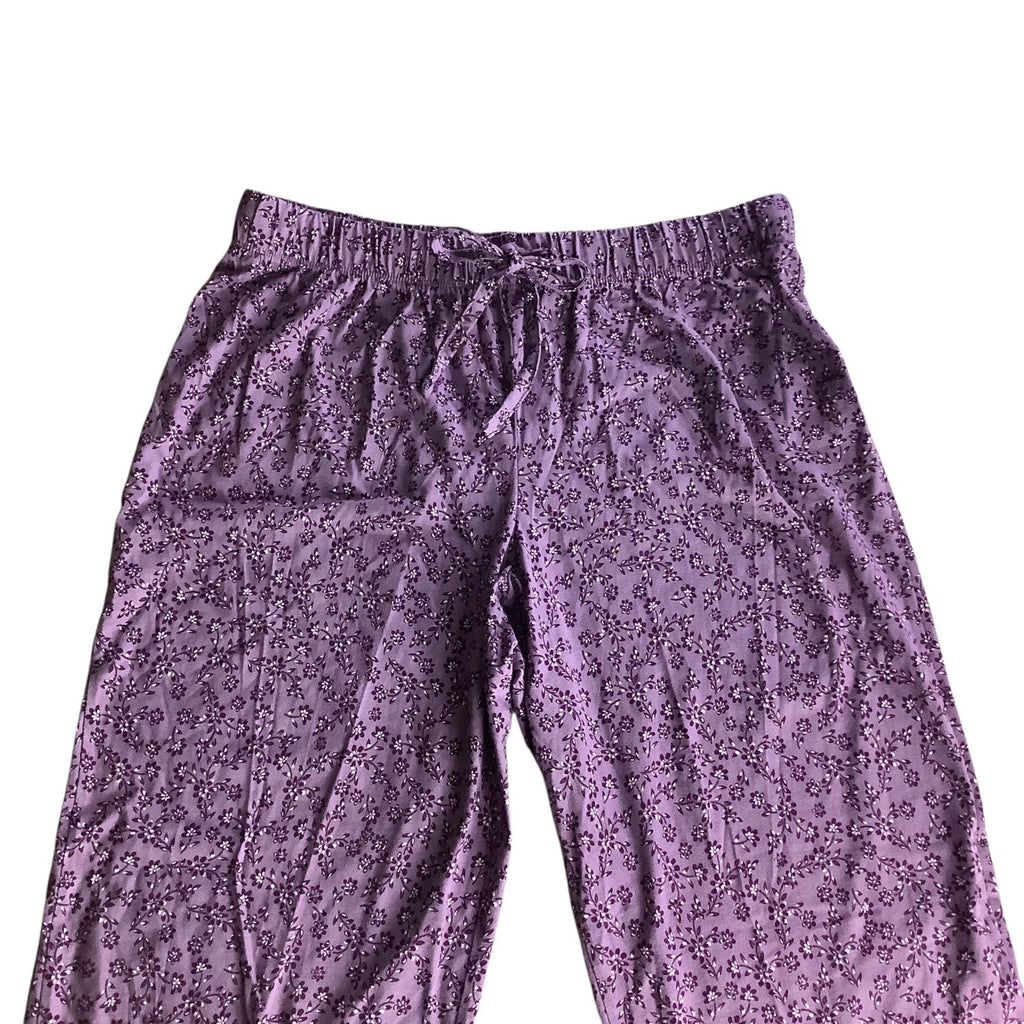 Charter Club Women's Notch Collar & Cropped Pajama Pants Set Floral Size M