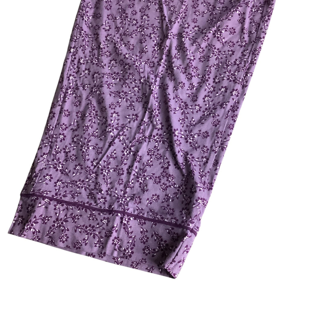 Charter Club Women's Notch Collar & Cropped Pajama Pants Set Floral Size M