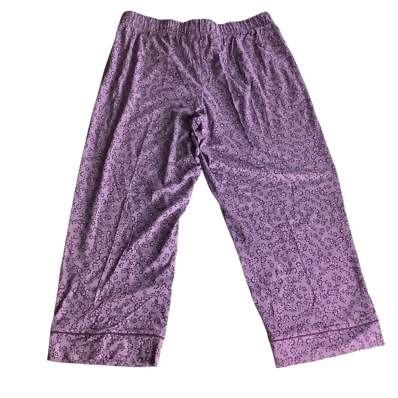 Charter Club Women's Notch Collar & Cropped Pajama Pants Set Floral Size M