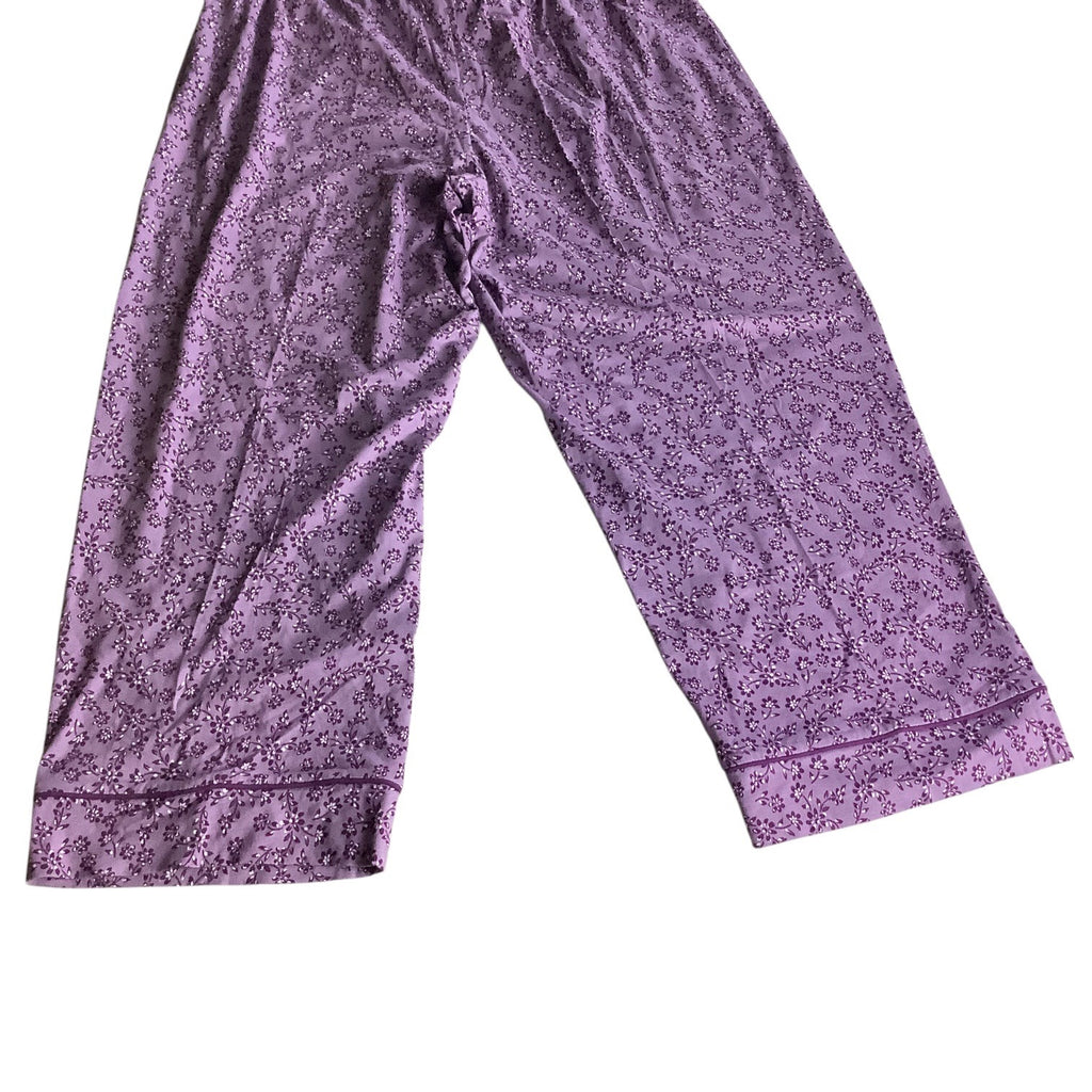 Charter Club Women's Notch Collar & Cropped Pajama Pants Set Floral Size M