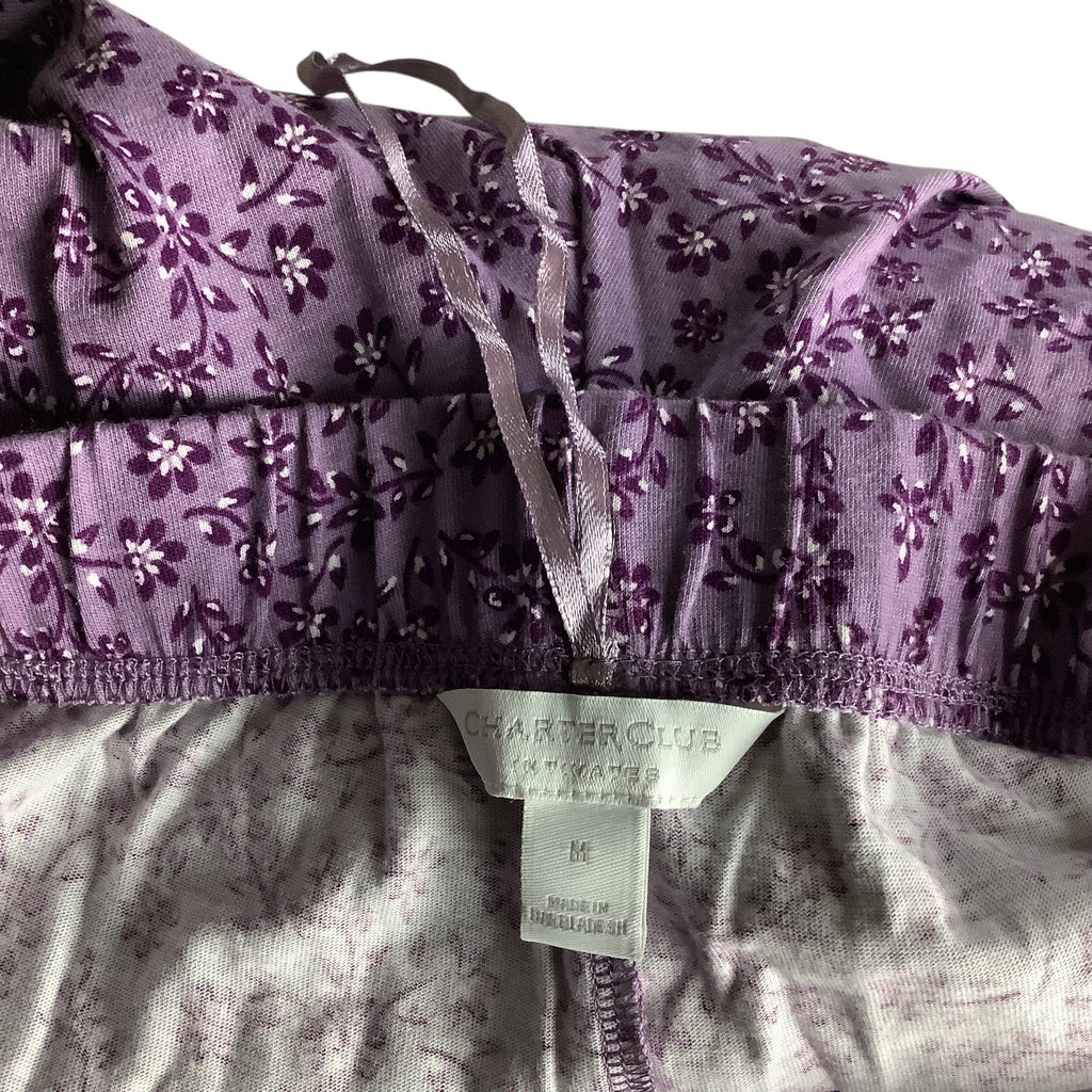 Charter Club Women's Notch Collar & Cropped Pajama Pants Set Floral Size M